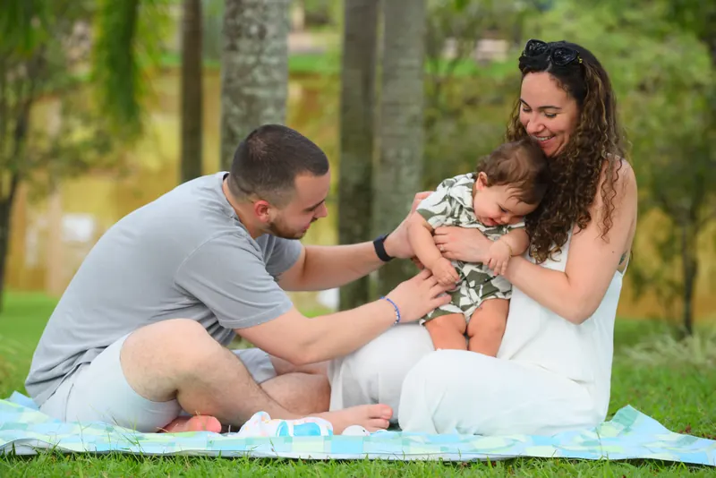 Família no piquenique